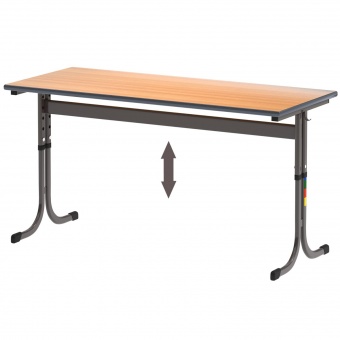 Zweierschülertisch, 130x55 cm (B/T), Platte: Melamin, PU-Kante, höhenverstellbar, Zweierschülertisch, 130x55 cm (B/T), Platte: Melamin, PU-Kante, höhenverstellbar,